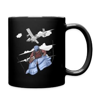 Aerial Skydive Pilot Illustration - Full Colour Mug - black - Right