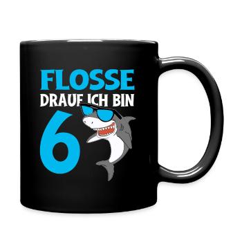 6 Years Shark Birthday Motif Boys Gift - Full Colour Mug - black - Right