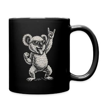 Rockmusik Lustig Heavy Metal Koala Retro - Tasse einfarbig - Schwarz - Rechts
