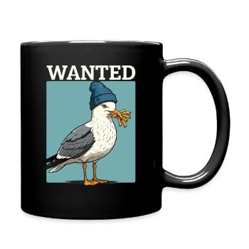 Wanted Seagull avec des frites bonnet illustration - Mug uni - noir - Droite