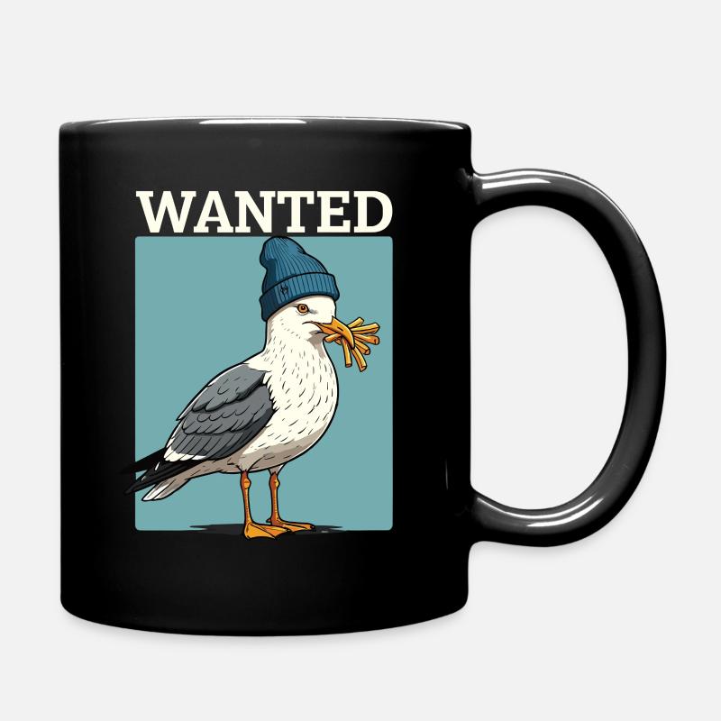 Gesuchte Möwe Mit Pommes Beanie Illustration - Tasse einfarbig - Schwarz