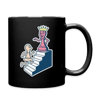 Schachspieler Bauer Trifft Dame Schachliebhaber - Tasse einfarbig - Schwarz - Rechts