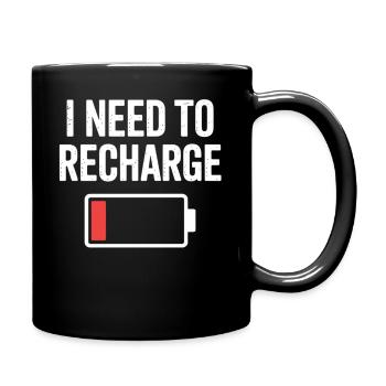 T-shirt vide de batterie avec batterie - Mug uni - noir - Droite