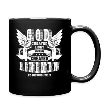 Lineman God Created Lineman - Full Colour Mug - black - Right