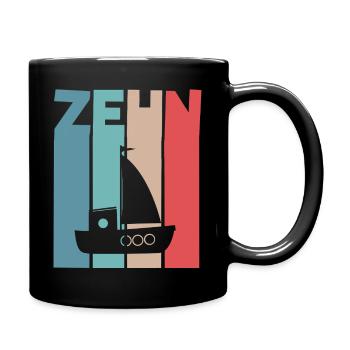 10 Jahre Segelschiff - Tasse einfarbig - Schwarz - Rechts
