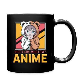 Ein Mädchen liebt Anime - just a girl - Tasse einfarbig - Schwarz - Rechts