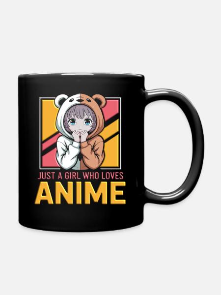Ein Mädchen liebt Anime - just a girl - Tasse einfarbig - Schwarz