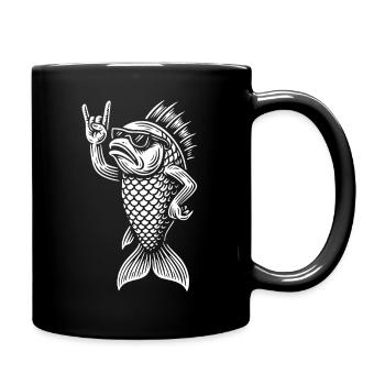 Heavy Metal Guppy Fisch Lustige Rockmusik Vibes - Tasse einfarbig - Schwarz - Rechts