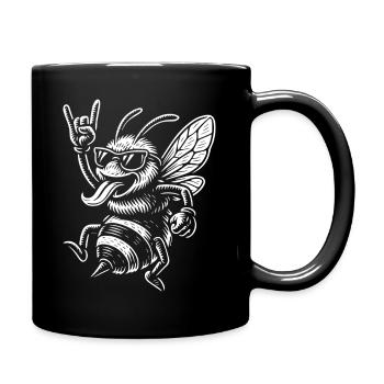 Rock Musik Funny Heavy Metal Retro Bee Vibe - Tasse einfarbig - Schwarz - Rechts