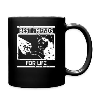 Best Friends For Life Fist Bump Cat Companion Bond - Full Colour Mug - black - Right