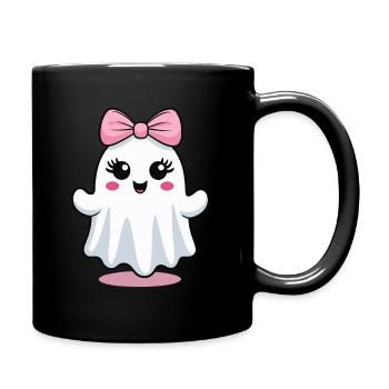 Fantôme mignon avec arc - Mug uni - noir - Droite