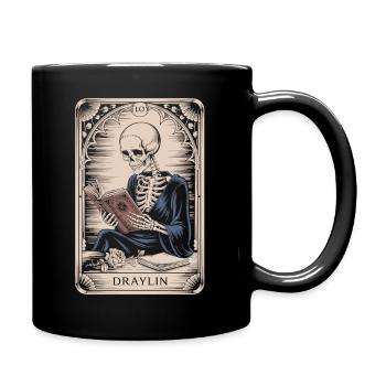 DRAYLIN Skelett mit Buch Tarot Karte - Tasse einfarbig - Schwarz - Rechts