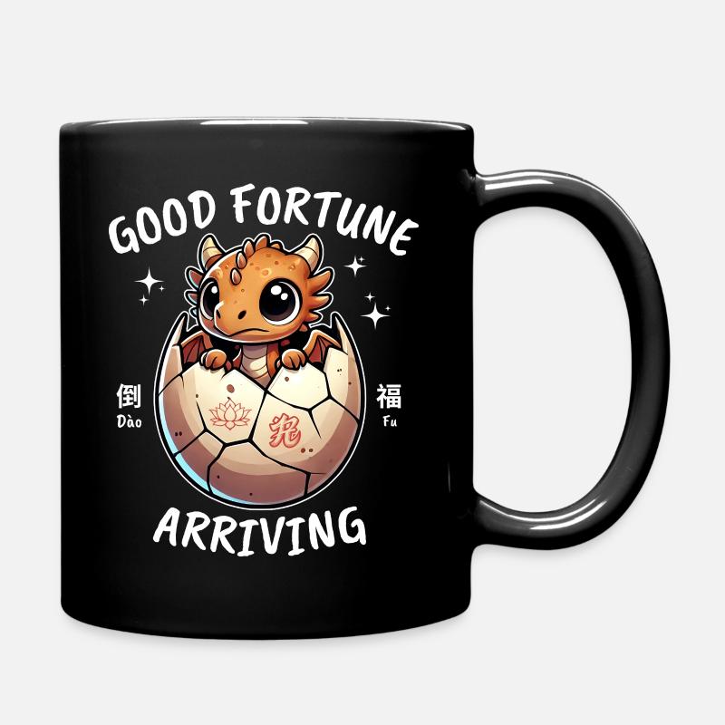Good Fortune Fantasy Dragon Shell Hatching - Full Colour Mug - black