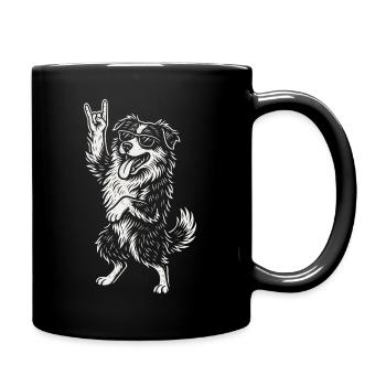 Rockmusik Lustig Heavy Metal Retro Hund Vibes - Tasse einfarbig - Schwarz - Rechts