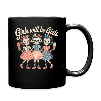 Eis essende Skelett Girls - Tasse einfarbig - Schwarz - Rechts