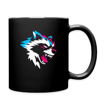 Neon Wolf Kopf – Aggressives Gaming Design - Tasse einfarbig - Schwarz - Rechts