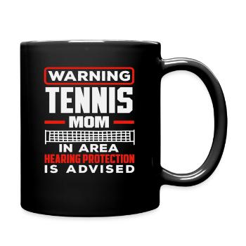 Avertissement joueur de tennis : Attention de maman de tennis - Mug uni - noir - Droite