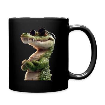 Krokodil Alligator Reptilien Kroko Liebe Krokodile - Tasse einfarbig - Schwarz - Rechts