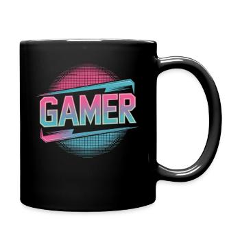 Gamer 80er Jahre Shirt - Tasse einfarbig - Schwarz - Rechts