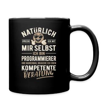 Natürlich sprech ich mit mir selbst, Programmierer - Tasse einfarbig - Schwarz - Rechts