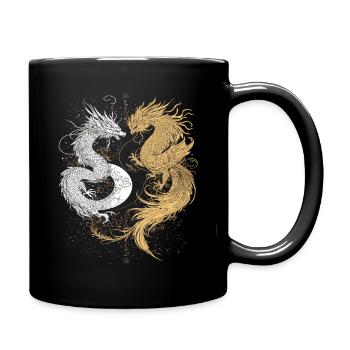 Cygnes dragons dans le style Yin et Yang - Mug uni - noir - Droite
