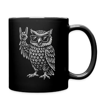 Rockmusik Eule Lustig Heavy Metal Retro - Tasse einfarbig - Schwarz - Rechts