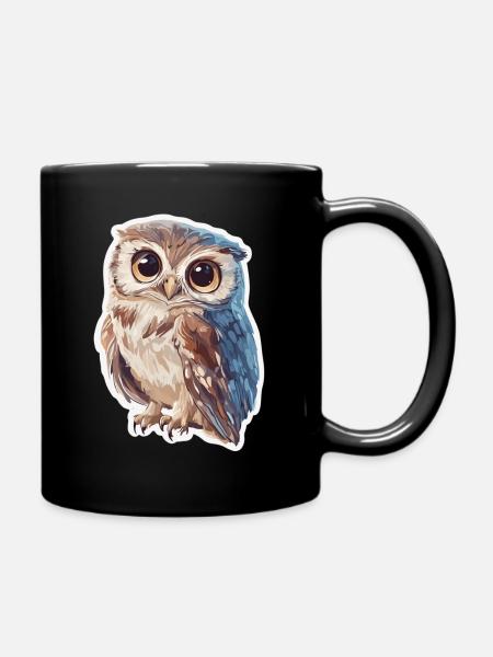 Eule - Tasse einfarbig - Schwarz