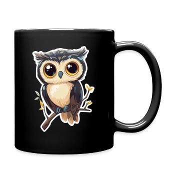 Eule - Tasse einfarbig - Schwarz - Rechts