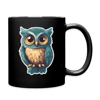Eule - Tasse einfarbig - Schwarz - Rechts