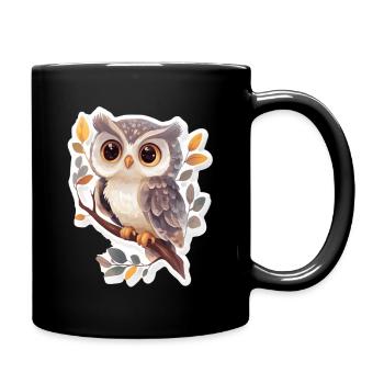 Eule - Tasse einfarbig - Schwarz - Rechts