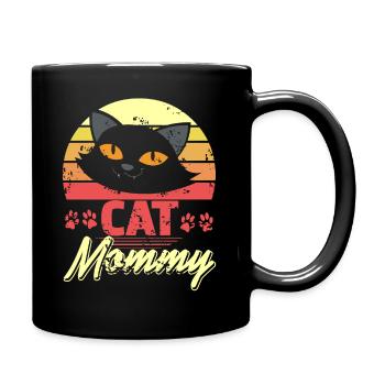 Retro Cat Mommy Funny Kitty Lover Humor - Full Colour Mug - black - Right