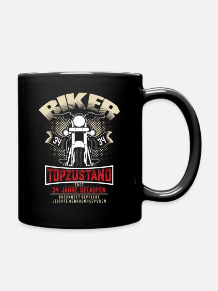 34. Geburtstag Motorradfahrer Motorrad - Tasse einfarbig - Schwarz