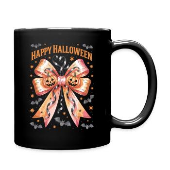 Happy Halloween citrouille noeud chemise - Mug uni - noir - Droite