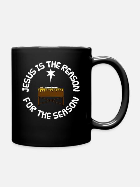 Jesus Is The Reason For The Season, Nativity - Full Colour Mug - black
