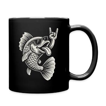 Rock Musique Poisson Drôle Metal Musique Rétro - Mug uni - noir - Droite
