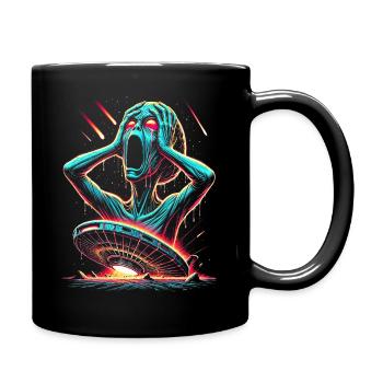 Neon Sci-Fi Horror Halloween Illustration - Tasse einfarbig - Schwarz - Rechts