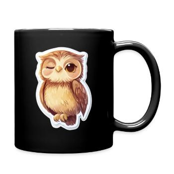 Eule - Tasse einfarbig - Schwarz - Rechts