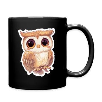 Eule - Tasse einfarbig - Schwarz - Rechts