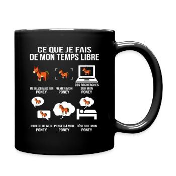 Was ich in meiner Freizeit mache Pony - Tasse einfarbig - Schwarz - Rechts