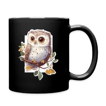Eule - Tasse einfarbig - Schwarz - Rechts