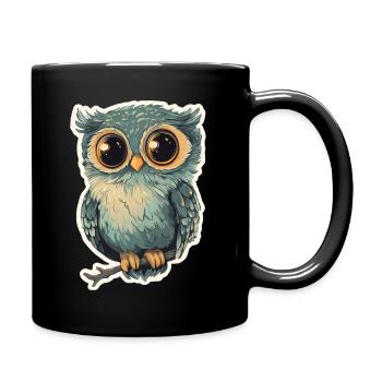 Eule - Tasse einfarbig - Schwarz - Rechts