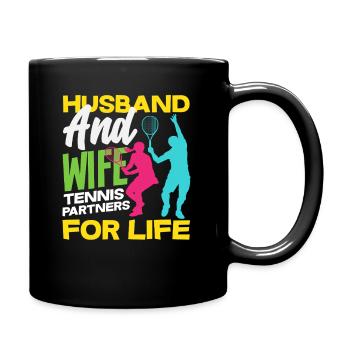 Mari et femme Partenaire de tennis pour la vie - Mug uni - noir - Droite