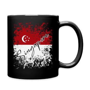 Grunge Singapore Flag, I Love Singapore - Full Colour Mug - black - Right