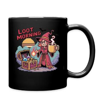 Coffee Mug Sorceress Loot Morning Gamer Girl - Full Colour Mug - black - Right