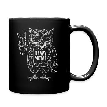 Heavy Metal Eule Rock Musik Lustig Retro - Tasse einfarbig - Schwarz - Rechts