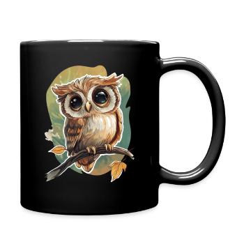Eule - Tasse einfarbig - Schwarz - Rechts