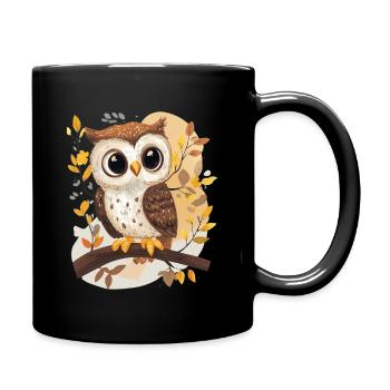 Eule - Tasse einfarbig - Schwarz - Rechts