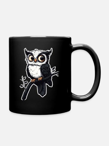 Eule - Tasse einfarbig - Schwarz
