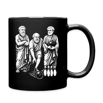 Ancient Greek Philosophers play bowling - Full Colour Mug - black - Right