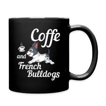 Coffee and French Bulldogs – Cute Frenchie  - Full Colour Mug - black - Right